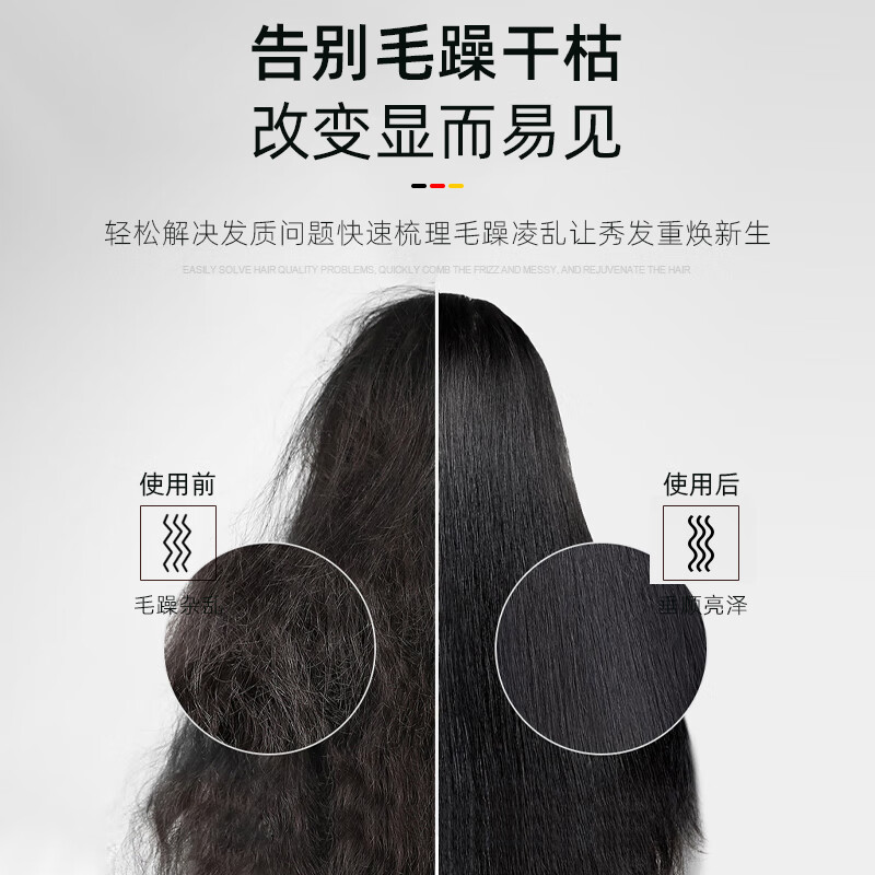 Gerllo直发梳内扣短头发蓬松神器造型梳子卷发棒两用不伤发懒人直发梳新年元旦礼物 KR-Z05灰色 120mm