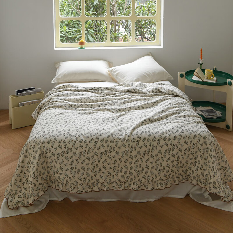 雅赞(yazan)新款夏凉被 母婴水洗被 贡缎天丝棉纱纯棉被子 枇杷(棉纱)