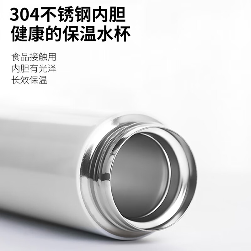 Debo 德铂保温杯304不锈钢内胆双层茶杯商务时尚车载泡茶学生杯子 白色 480ml