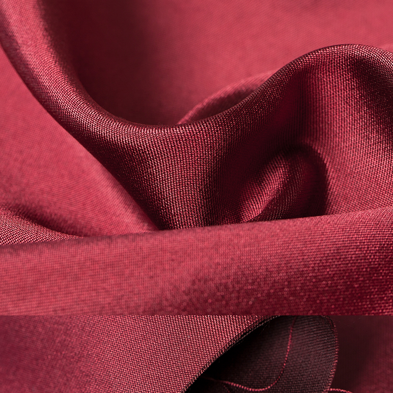 煊缎 酒红色风衣布料 硬挺廓形真丝羊毛中式制服面料春夏
