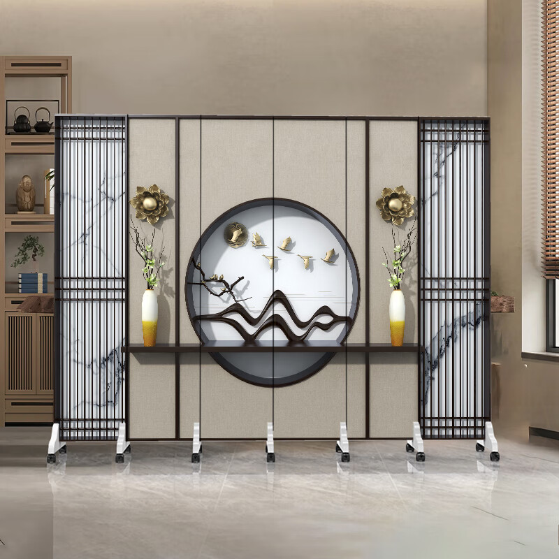 创京懿选新中式屏风隔断遮挡现代简约轻奢客厅卧室办公室隔墙折叠移动