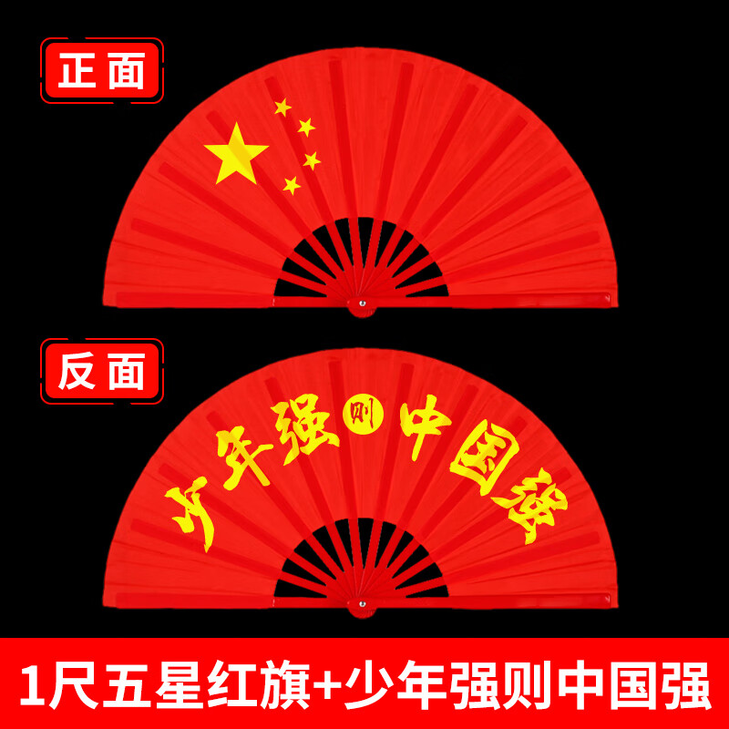 表演中华中国武术扇子儿童的少年强则国强 一尺少年强则中国强五角星