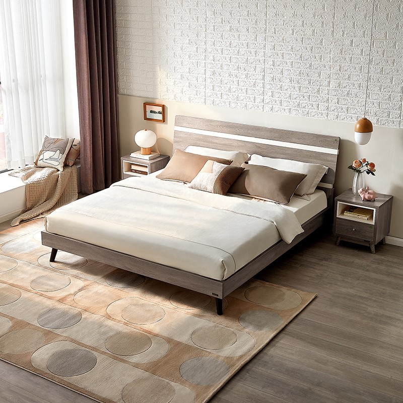 全友家居 床 现代北欧主卧室家具简约床框架橡木纹床106305c 床