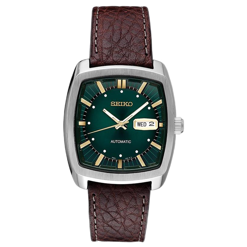 精工（SEIKO）男表 ReCraft系列酒桶型自动机械男士手表 星期日历显示 皮带 SNKP27