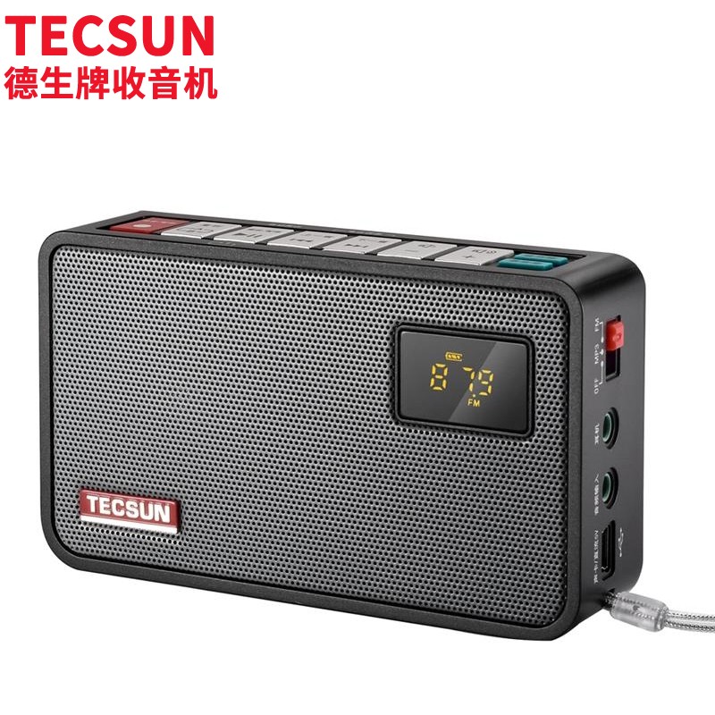 德生（Tecsun） ICR-100 广播录音机 数码音频播放器 插卡收音机 复读机 音响（黑色）
