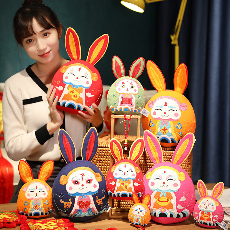 德梵蒂手工饰品五福兔毛绒玩具吉祥物兔子公仔民俗风兔儿 国潮五福兔1个【款式随机】怎么样,好用不?