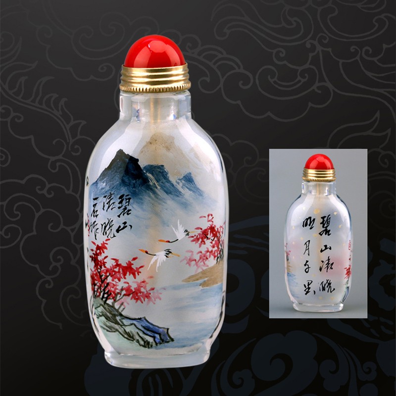 益德成内画鼻烟壶中国风非遗礼品 溪山春晓 本草馨