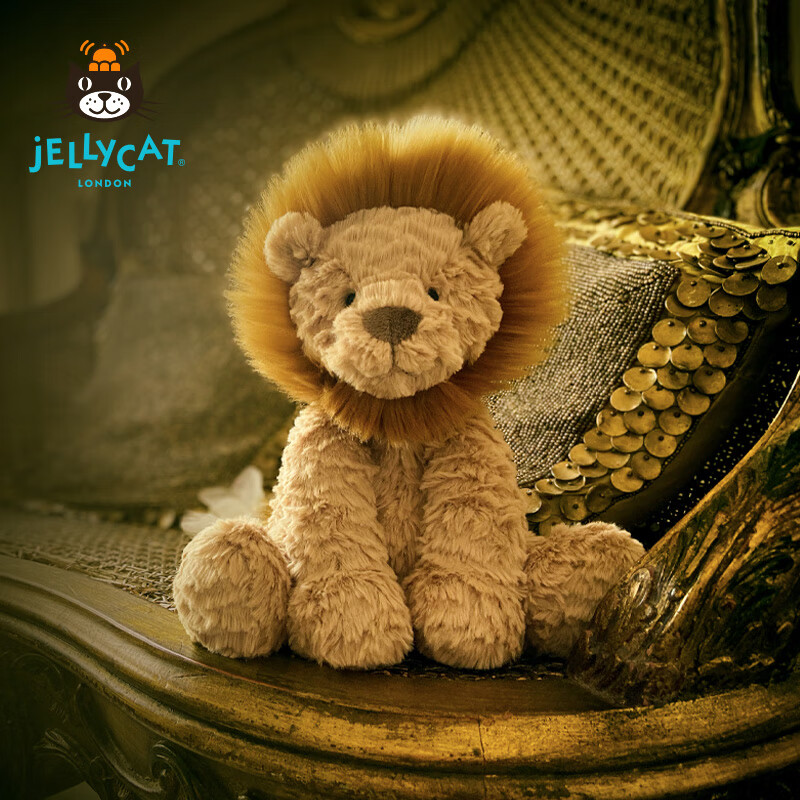 JELLYCAT英国Jellycat波浪毛狮子毛绒玩具款玩偶娃娃宝宝安抚公仔 淡褐色 波浪毛狮子