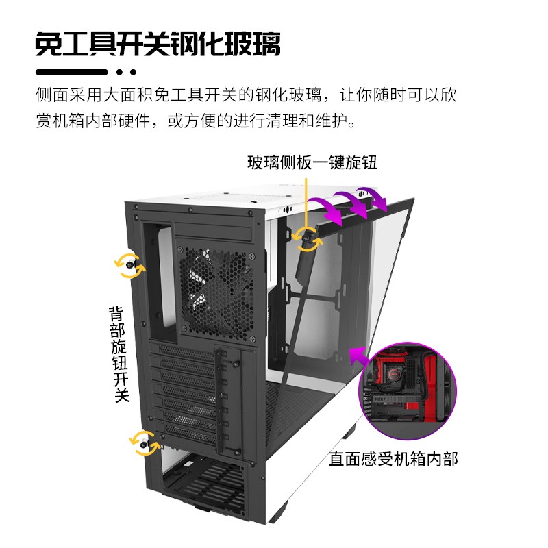 恩杰 NZXT H510 白色 DIY中塔ATX机箱（前置USB-C/280水冷支持/钢化玻璃侧透）