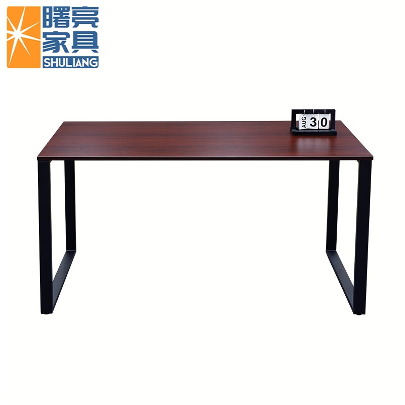 曙亮(shuliang)办公桌 简约钢架书桌电脑桌 140*60*74cm-桃木纹色 黑