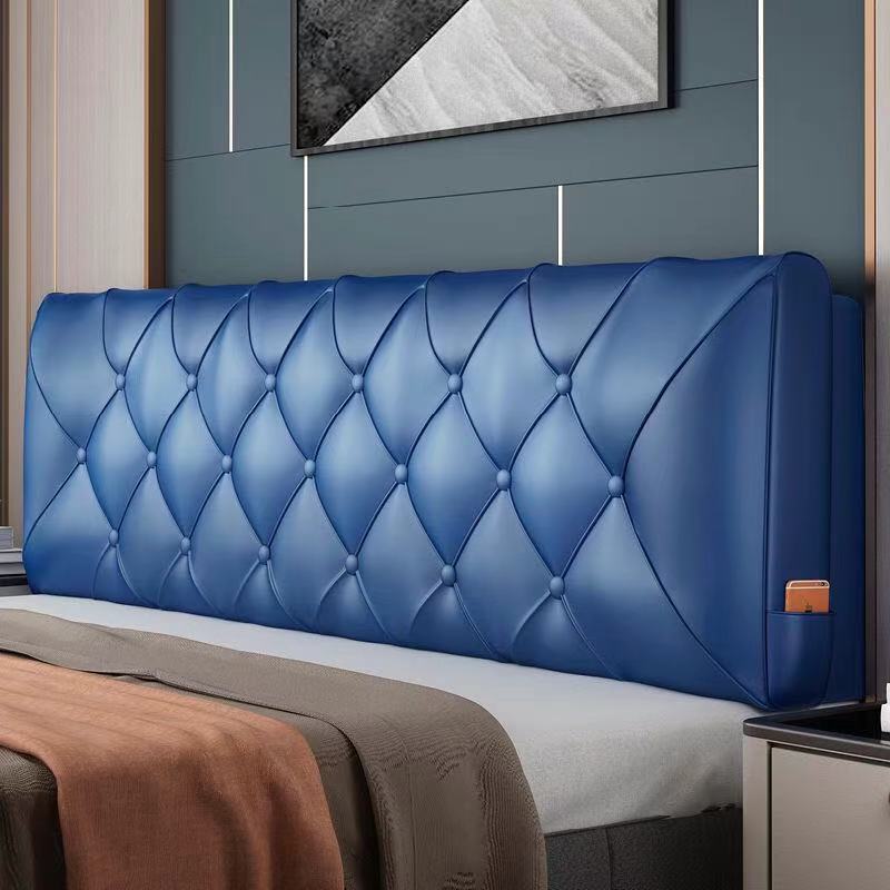 靠垫大靠背双人床卧室榻榻米软包床头靠垫枕头皮革可拆洗 皮蓝色ll