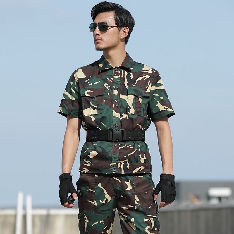 3066迷彩服短袖套裝夏季薄款戶外工作服男女作訓服訓練服軍訓服迷彩褲 獵人迷彩套裝【上衣+褲子】 180/XXL
