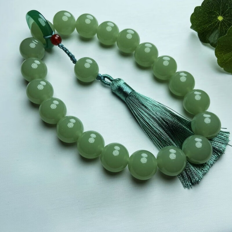 艾墨菲玉髓碧玉白玉色手持佛珠玉石手串男士手串女士佛珠情侣款 湖水