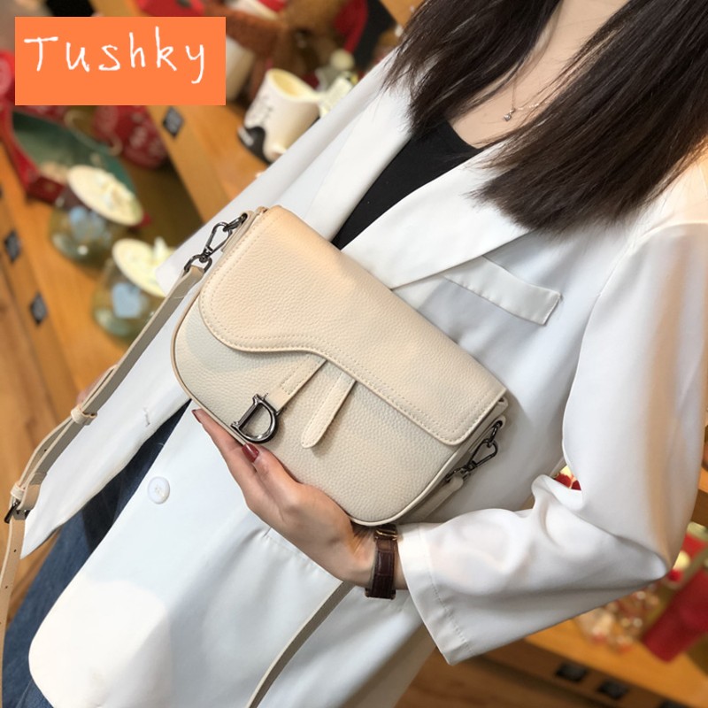 tushky品牌真皮马鞍包女斜挎包包2023新款潮春夏时尚女包今年流行的