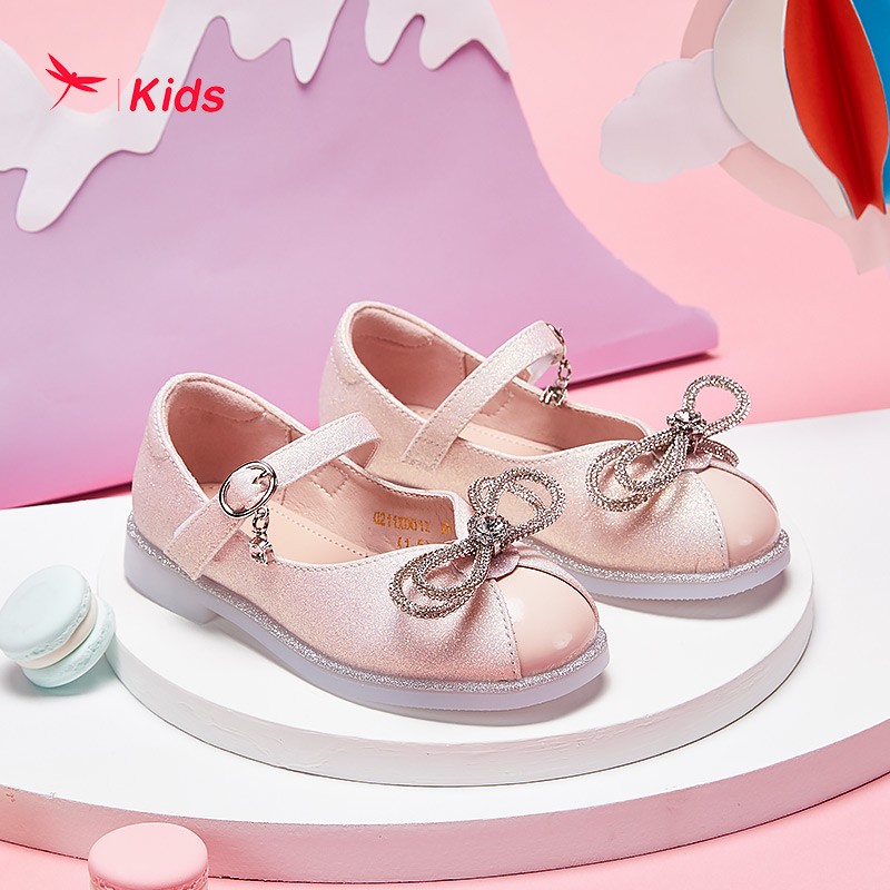 红蜻蜓皮鞋女童鞋春季儿童幼儿单鞋礼仪鞋公主鞋 粉色-新上市 27(内长约17.7cm)