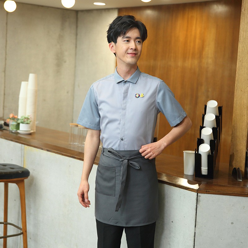 时尚韩版餐饮服务员工作服夏装短袖 西餐咖啡厅奶茶前台收银女服务员