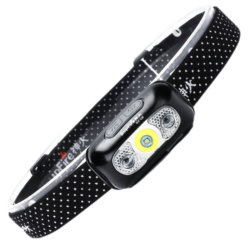 X火（supfire）GX-U8 LED强光头灯夜钓远射USB充电 感应式户外打猎 矿灯头戴手电筒（黑）