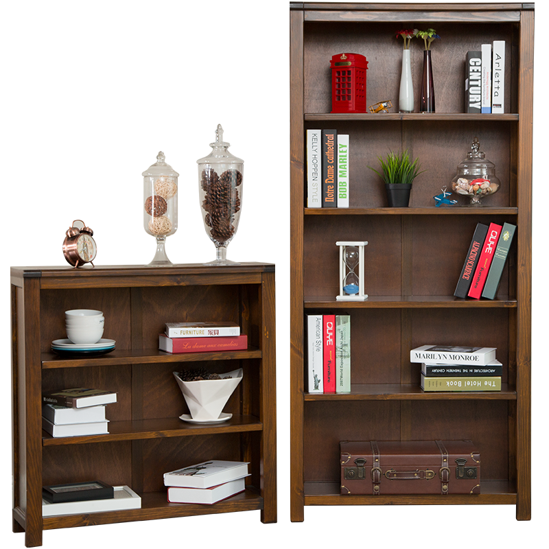 簡(jiǎn)美麗家 書(shū)架落地板式實(shí)木置物架客廳中古風(fēng)簡(jiǎn)約美式書(shū)房家具組合柜可定 一層55cm寬（JM421-55）