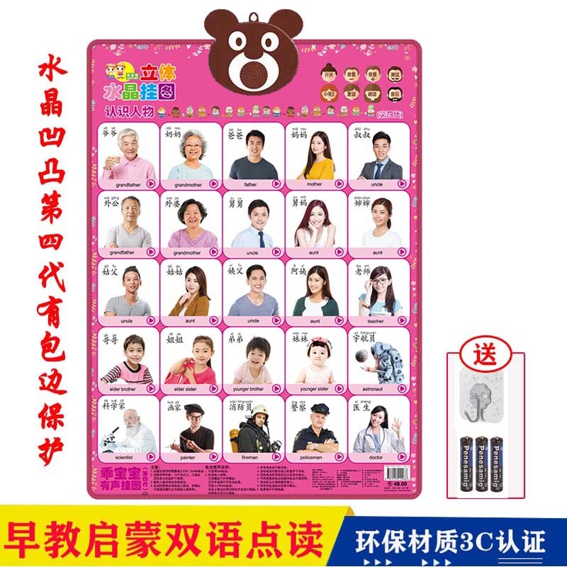 认识人物有声挂图 早教发声儿童乖宝宝有声挂图水晶凹凸 幼儿早教启蒙