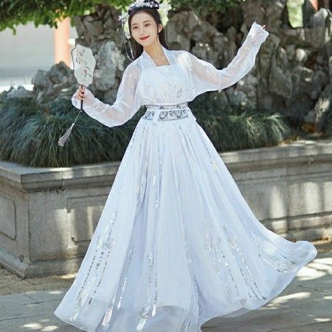 女生学生日常乐器演出服新款学生日常汉服女齐腰襦裙夏季中国风古装超