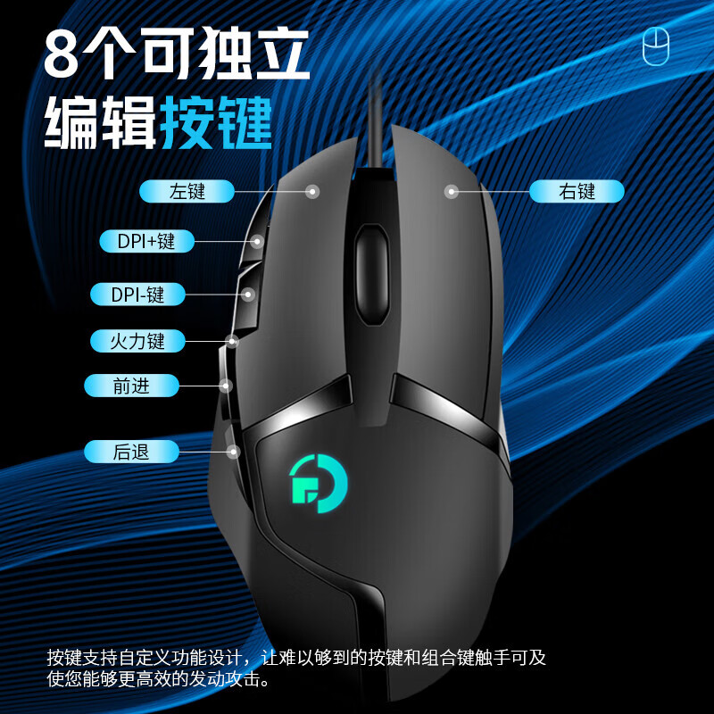 GANO电竞游戏G502鼠标LOL有线usb宏网吧压枪电竞宏定义吃鸡CF滑鼠笔记本台式黑神话悟空 G502熊猫版磨砂黑白【有线宏驱动7200DPI】