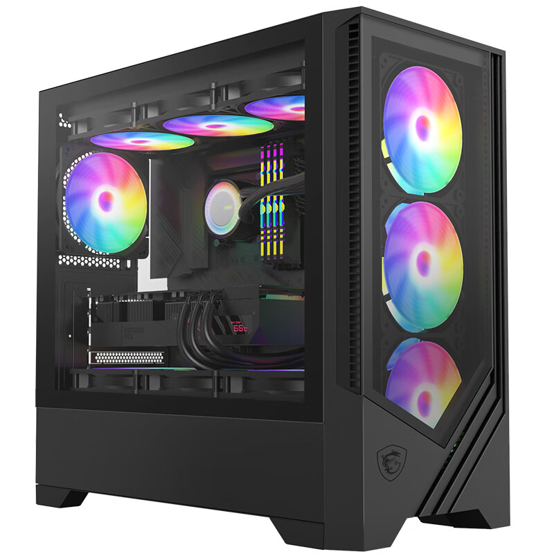 微星（MSI）战斧MINI 玻璃侧透机箱 支持M-ATX主板(360冷排位/12个风扇位/优化风道设计/磁吸式防尘网）