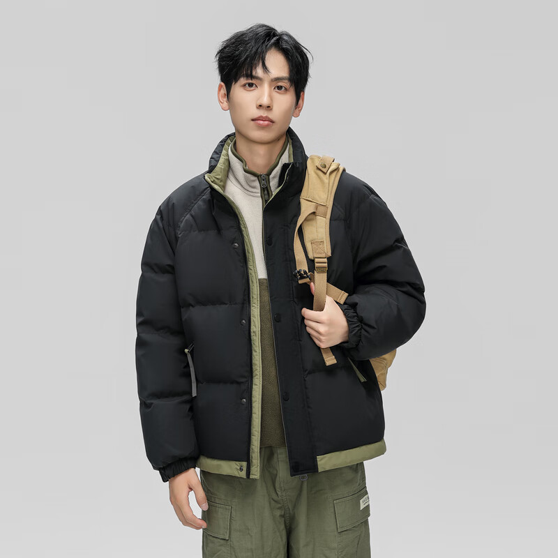 雪中飞简约百搭通勤时尚休闲简约防风保暖立领羽绒百搭通勤日常少感 黑色 L 175/92A