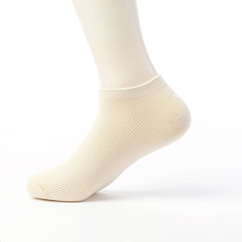 可代尔夏季薄款宽松短袜糖尿病足专用袜中老年睡眠术后脚肿不勒双针棉袜 米白色 1双 XL 大码40-44