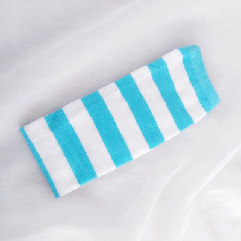 吉兴久【】白男士日系女装大佬cos蓝白条纹男士变装丝袜过膝高筒袜