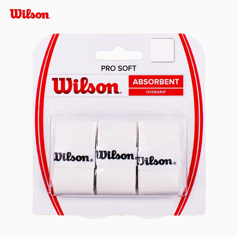威尔胜(wilson)网球拍手胶干性吸汗带光面粘性白色带孔法网费德勒同款