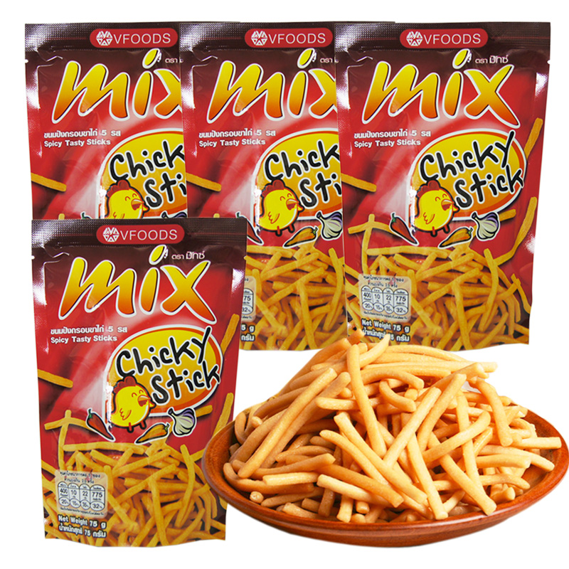 vfoods mix8袋 香辣鸡味脆脆条 75g/袋 泰国进口 膨化食品 休闲零食