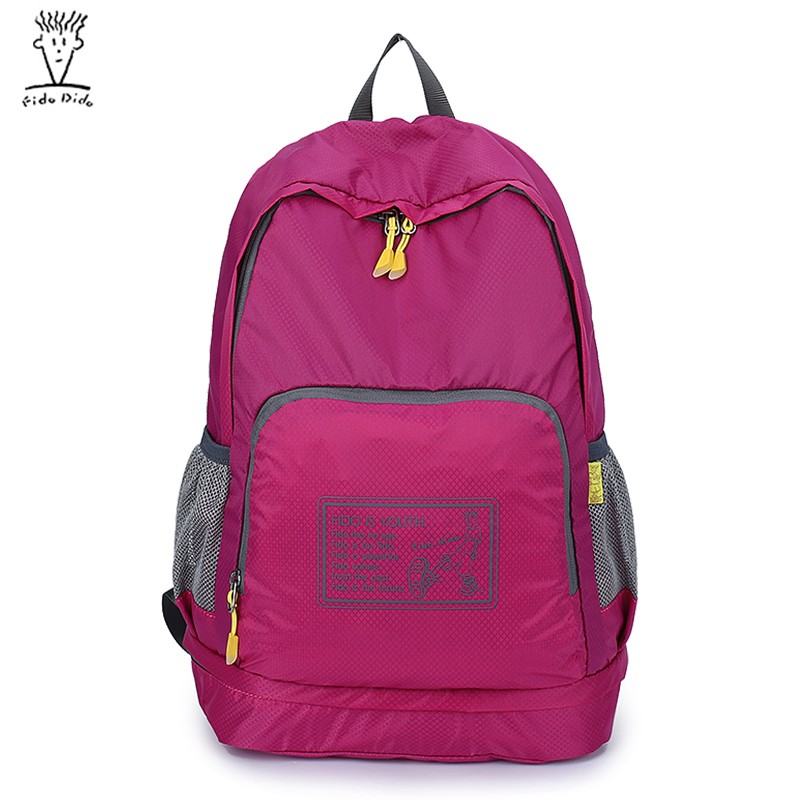 fidodido菲都狄都双肩包女可折叠韩版时尚轻便干湿分离背包大容量布包