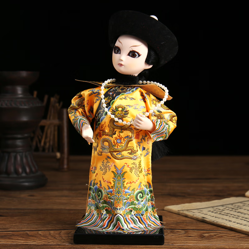 唐人坊北京绢人京剧人物摆件中国特色礼物纪念品戏曲娃娃出国礼品送老外 皇帝