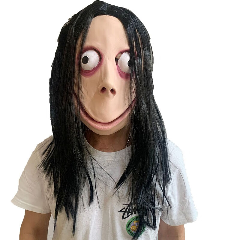 霜魄万圣节头套驱魔人面具momo恐怖全脸女面具剧本密室逃脱鬼屋道具