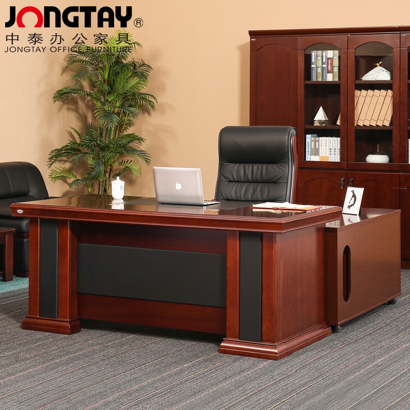 中泰(jongtay)中式胡桃木大班台领导办公桌 董事长老板桌油漆贴皮总裁