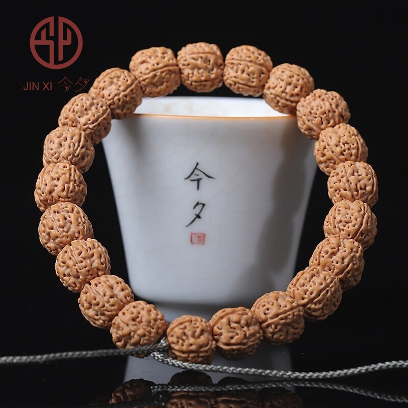今夕 小金刚菩提手串手持树王树祖平头平尾爆肉五瓣红皮黄皮高密度