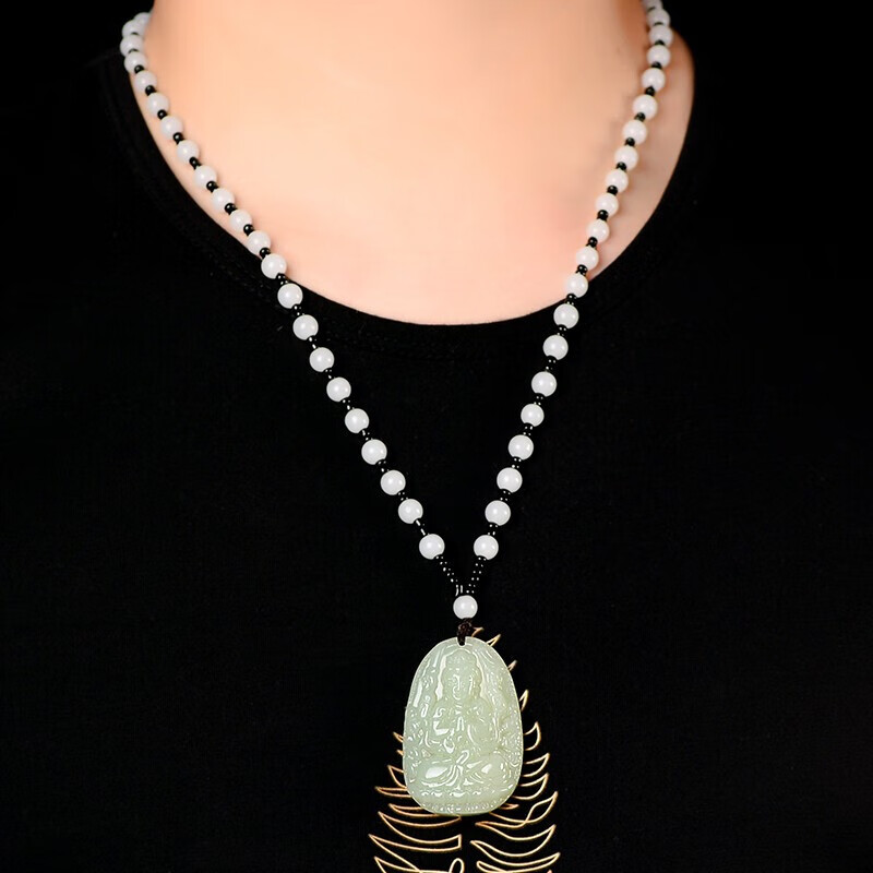 京莹和田玉本命佛吊坠男女款十二生肖守护菩萨项链本命年送男女友礼物 生肖鸡-不动尊菩萨【手工雕刻】