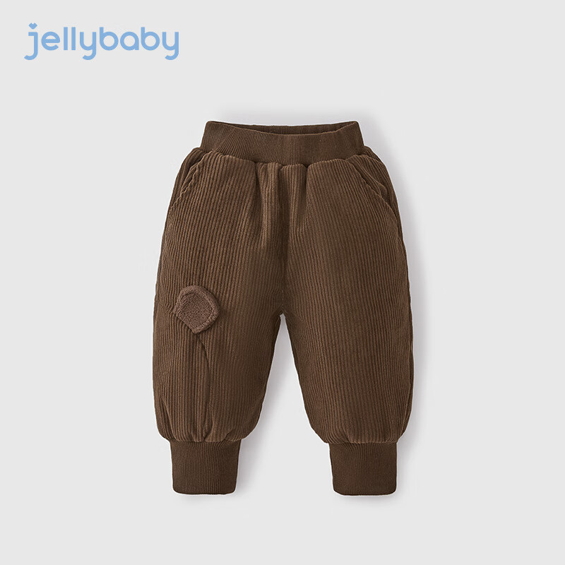 JELLYBABY女童灯芯绒裤子冬款小童加绒休闲裤冬季男童保暖长裤一岁宝宝冬装 棕色 110CM怎么样,好用不?