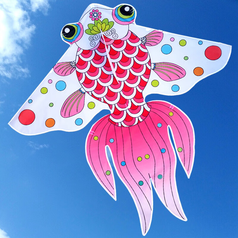 潍坊风筝传统中国风金鱼风筝新手微风成人易飞儿童凤凰 仅小号红金鱼