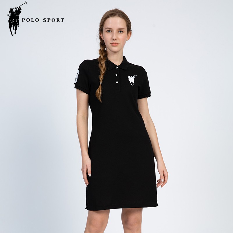 polo sport【商场同款】女士短袖连衣裙夏季新款保罗翻领纯色大马标