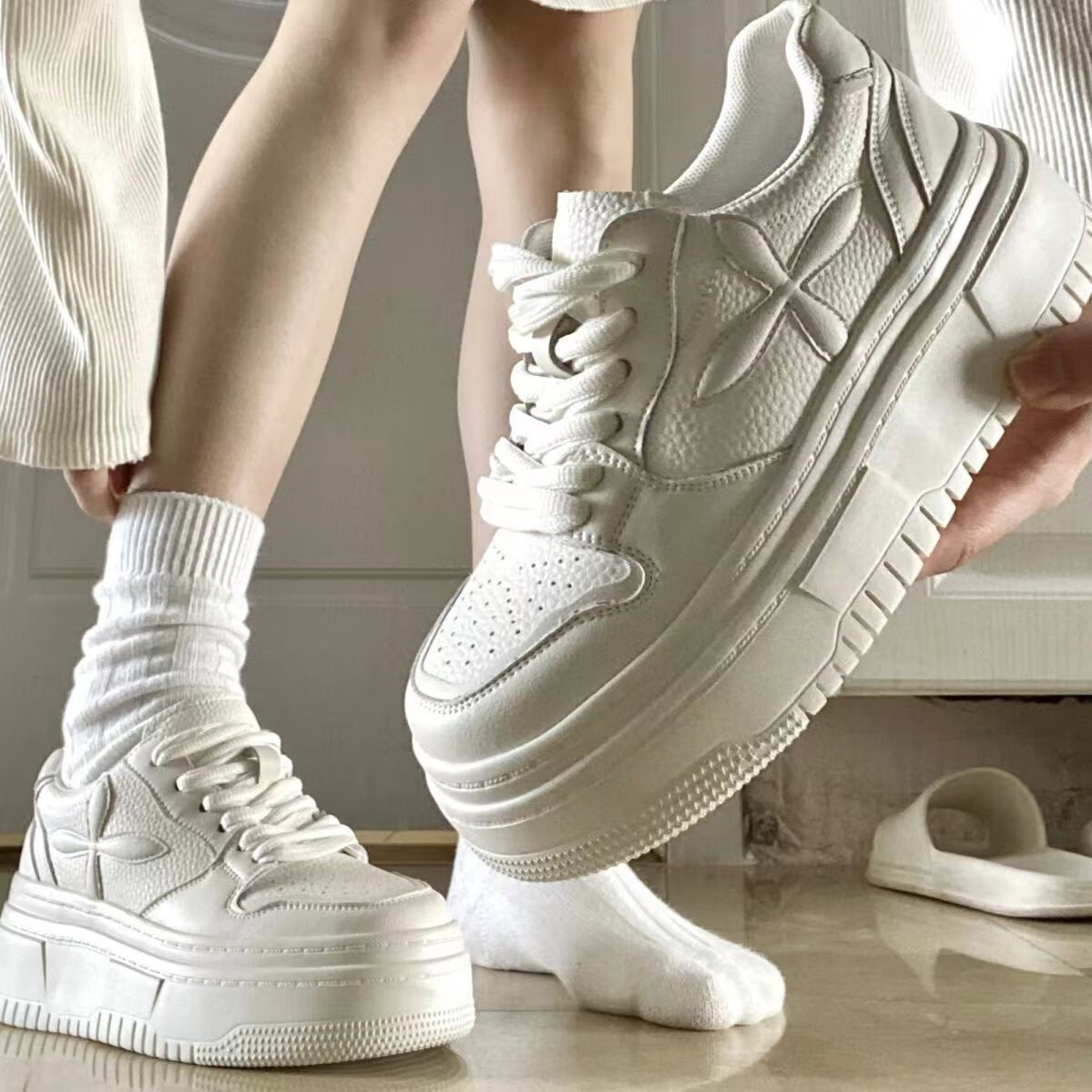 宁墅增高5厘米女鞋矮个子穿的厚底鞋内增高厚底小白鞋增高鞋女显高高