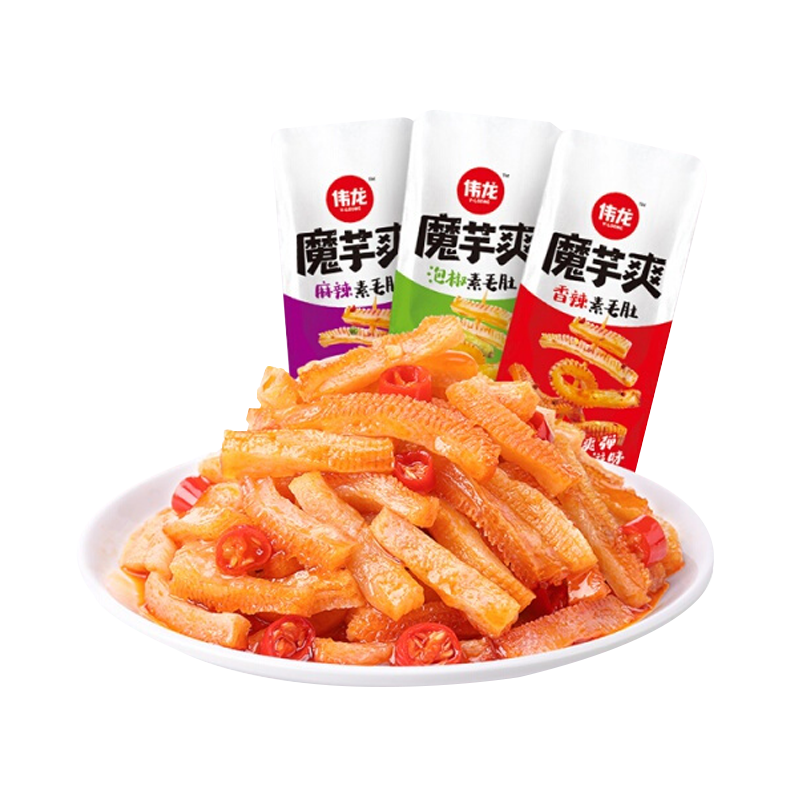 伟龙 魔芋40袋素毛肚辣丝条魔芋素食麻辣方便即食休闲小零食辣条 香