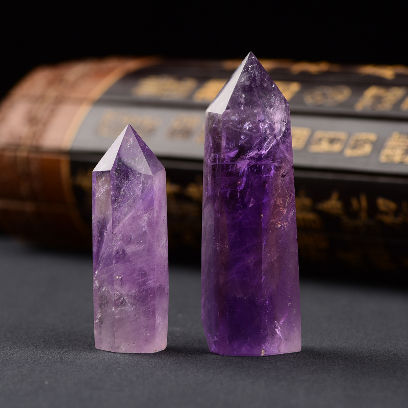 天然紫水晶柱原石柱子单尖六棱柱摆件玄关家居装饰摆件 紫水晶5厘米
