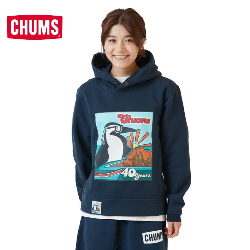 CHUMS洽洽鸟40周年户外秋冬加厚保暖时尚运动休闲卫衣帽衫CH00-1410 紫色P002 XL