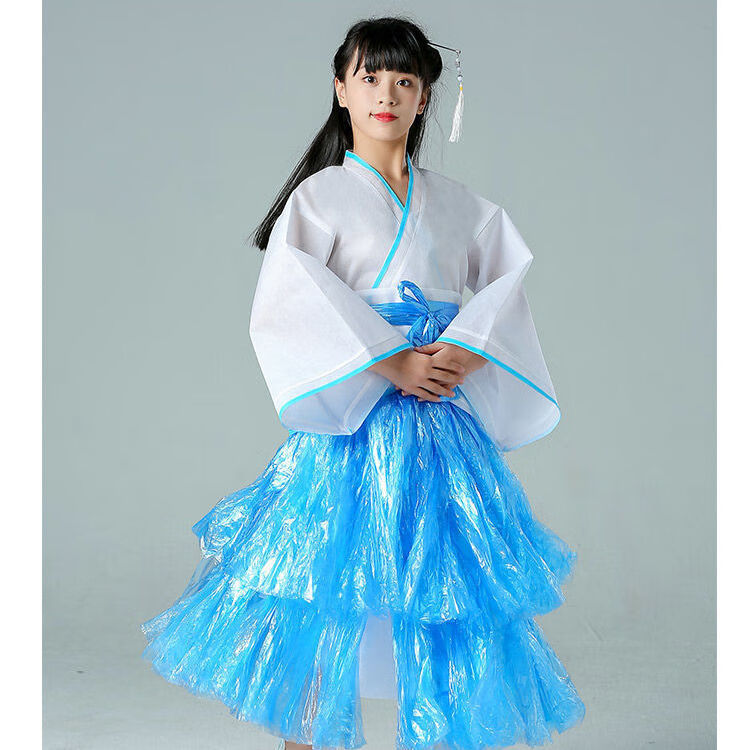 法兰加环保材料手工衣服定制时装秀幼儿园儿童古装汉服男女走秀diy