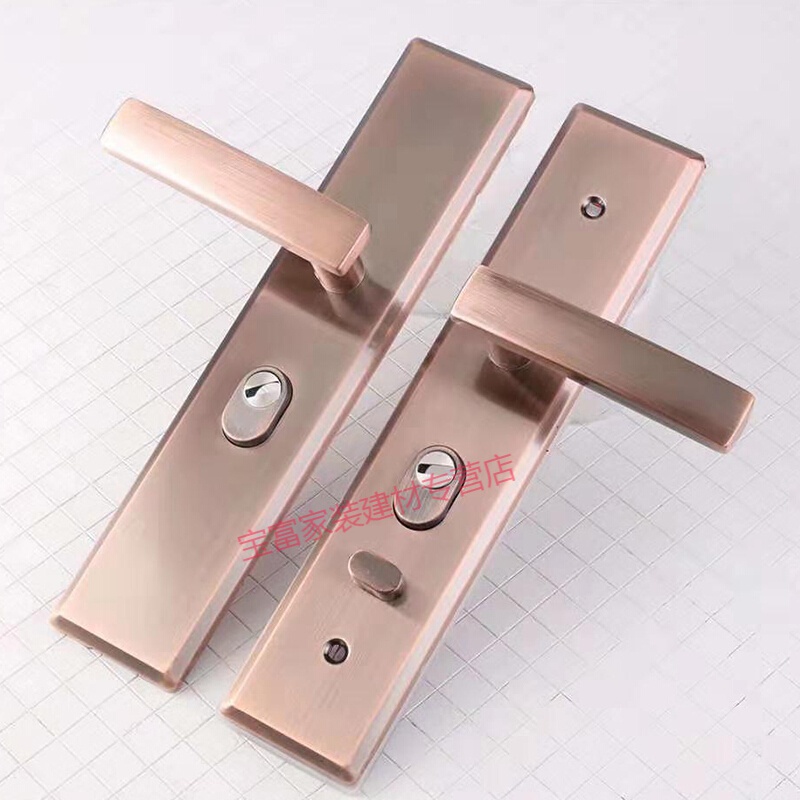 面板执手双面防撬型替换 步阳入户门锁 红铜不锈钢单活5公分门用拉手