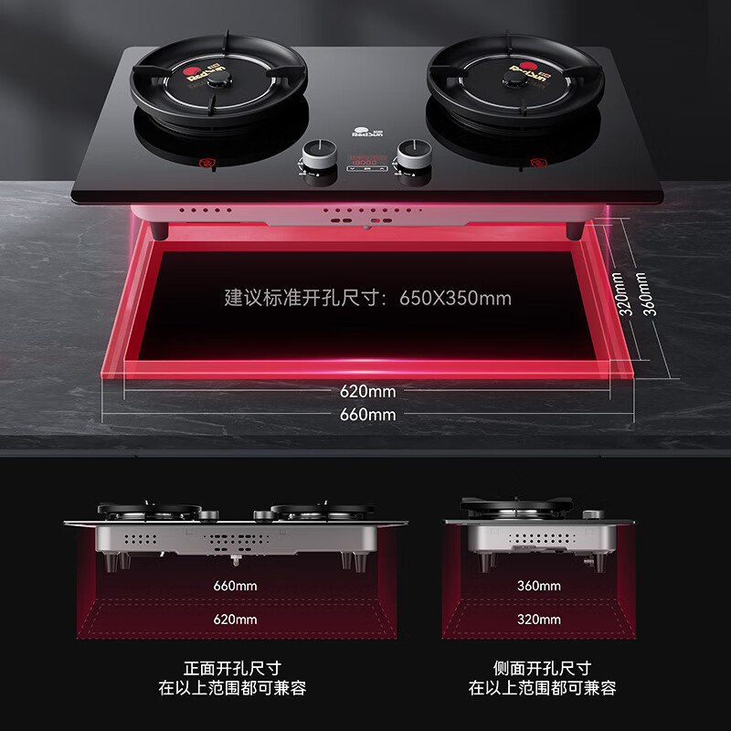 红日（RedSun）皓白D10红外线聚能灶具68%热效率健康家用定时煤气猛火灶具 70%高热效率免改孔定时猛火聚能红外灶DX20 天然气