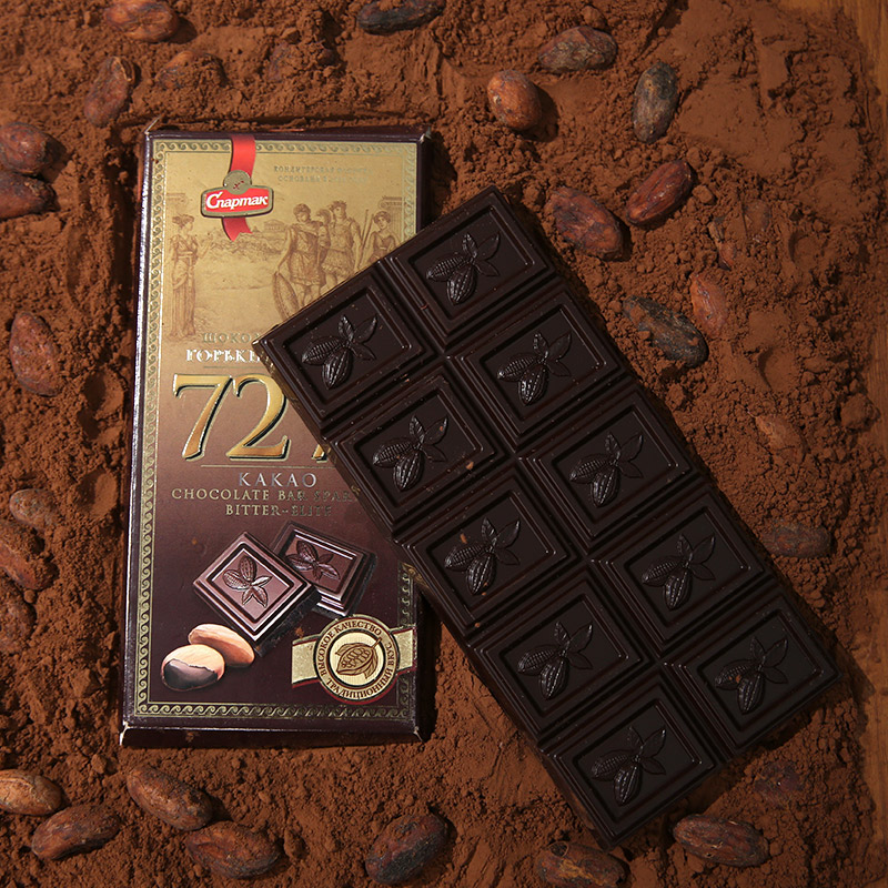 斯巴达克纯黑可可苦巧克力 白俄进口零食 印花巧克力 休闲网红零食
