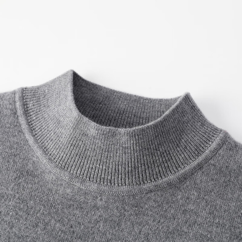 恒源祥厚款保暖纯羊毛衫女装秋冬新款半高领套头毛衣女装纯色打底针织衫 冬日灰 (半高领) L /170/92A