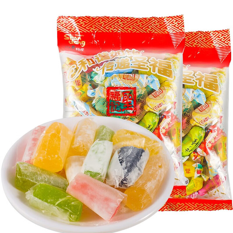 圣福记 高粱饴拉丝软糖水果味 500g*2袋 山东特产 年货糖果 喜糖新年
